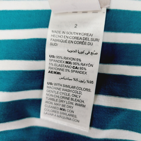 NEW Chico's Women's Striped Teal and White Tie-Front Top P3561 - Picture 7 of 9